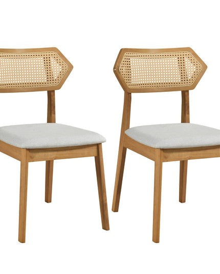 Giantex Wood Rattan Upholstered Dining Chairs Set of 2/4