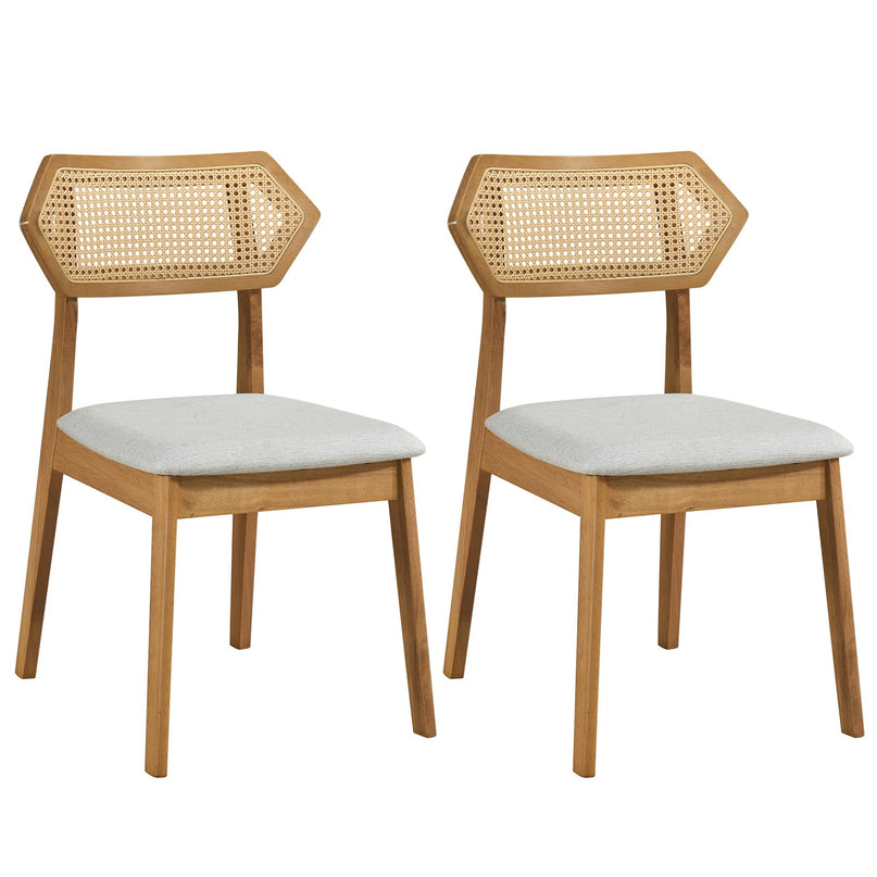 Giantex Wood Rattan Upholstered Dining Chairs Set of 2/4