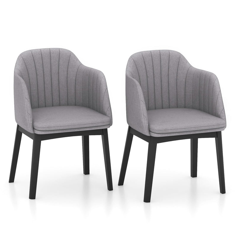 Giantex Modern Dining Chairs, Upholstered Velvet Accent Chairs w/Curved Backrests & Rubber Wood Legs