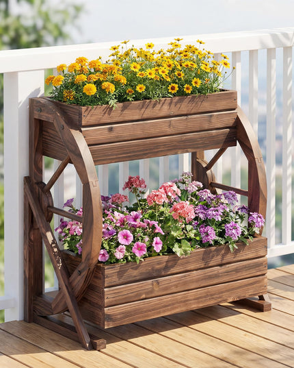 Jardinière de jardin à 2 niveaux Giantex avec trous de drainage pour fleurs, herbes et légumes