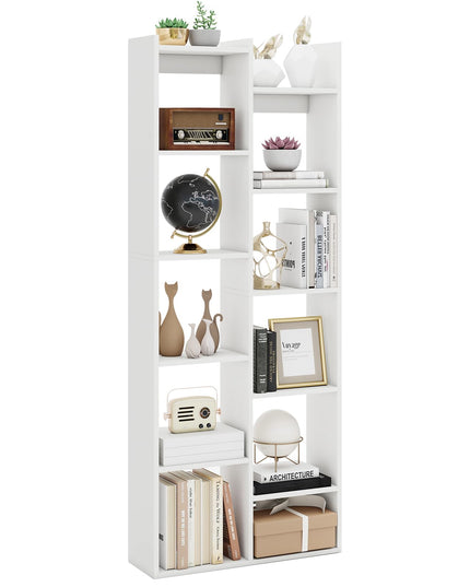 Giantex 11 Tier Bookcase with Staggered Shelves for Home Living Room Office