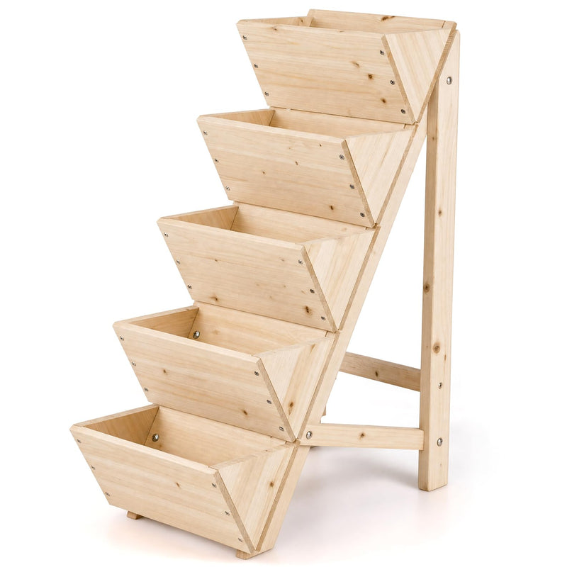 Giantex 5-Tier Wooden Freestanding Vertical Raised Garden Bed (1/2)