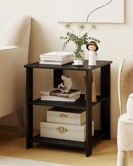 Giantex 16" Square Wooden 3-Tier Side Table with Open Storage Shelves (1/2)