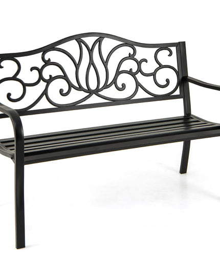 Giantex 50 Inches Outdoor Bench with Floral Pattern 2-3 People Loveseat