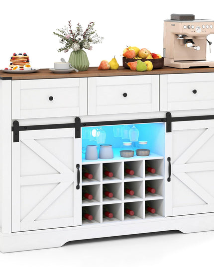 Giantex Wine Bar Cabinet with LED Lights 52" Buffet Sideboard