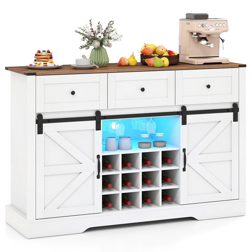 Giantex Wine Bar Cabinet with LED Lights 52" Buffet Sideboard