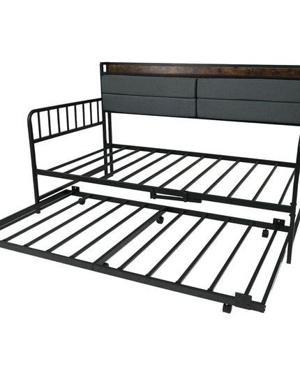 Giantex Daybed with Trundle Twin Bed Frame with LED Lights