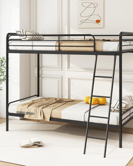 Giantex Metal Bunk Bed Twin Over Twin, Heavy Duty Twin Bunk Beds with Inclined Ladder & Safety Guardrails