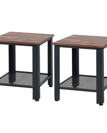 Giantex Nightstand Side Table 2-Tier W/Adjustable Feet, Storage Shelf and Metal Frame