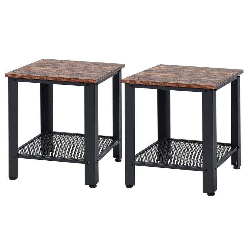 Giantex Nightstand Side Table 2-Tier W/Adjustable Feet, Storage Shelf and Metal Frame