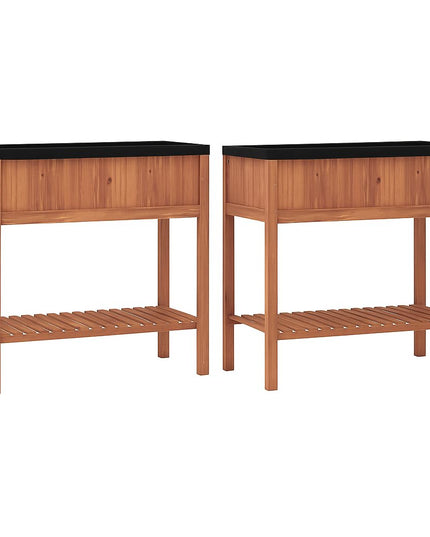 Giantex Raised Garden Bed Wood Planter Box with Plant Stand & Black Liner（40"x20"x39"）