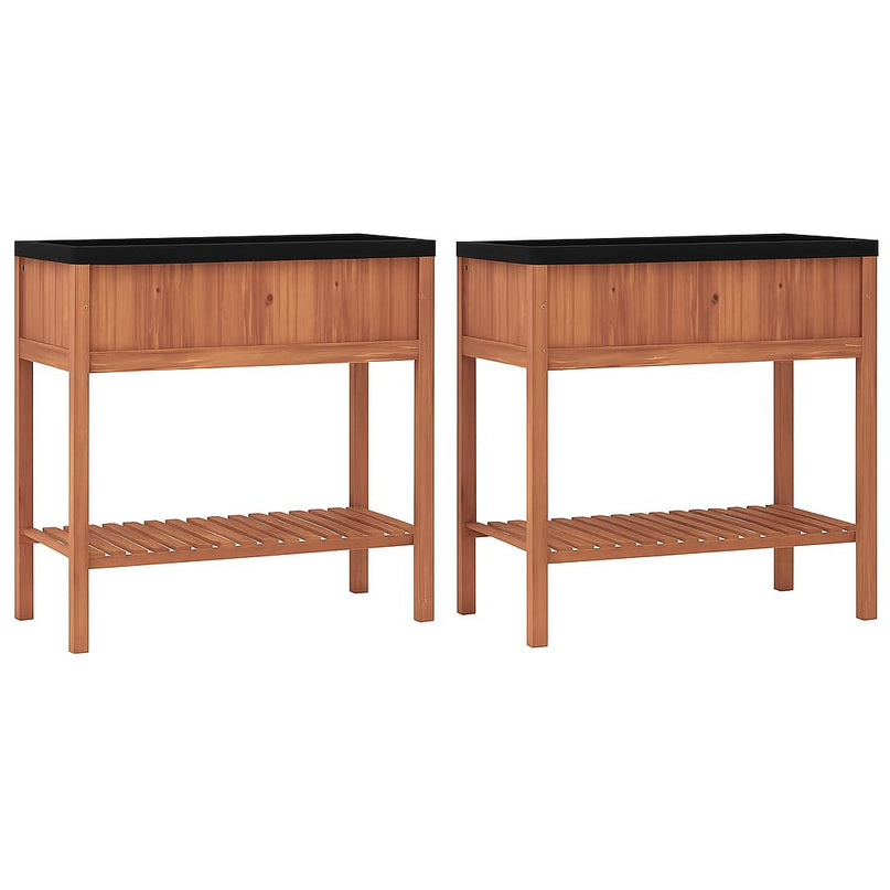 Giantex Raised Garden Bed Wood Planter Box with Plant Stand & Black Liner（40"x20"x39"）