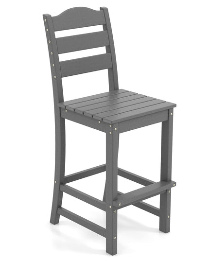 Giantex Outdoor HDPE Bar Stool, Patio Tall Bar Chair with Backrest and Footrest, 30 Inches Counter Height Barstools