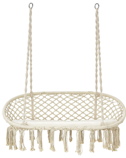 Hammock Chair 2 Seat, Macrame Hanging Chair with Cushion