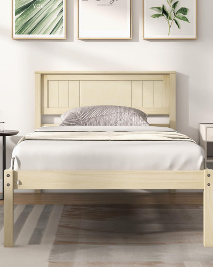 Giantex Wood Full Platform Bed with Headboard