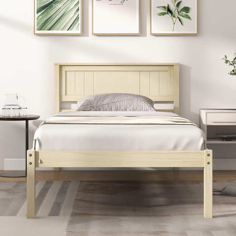 Giantex Wood Full Platform Bed with Headboard