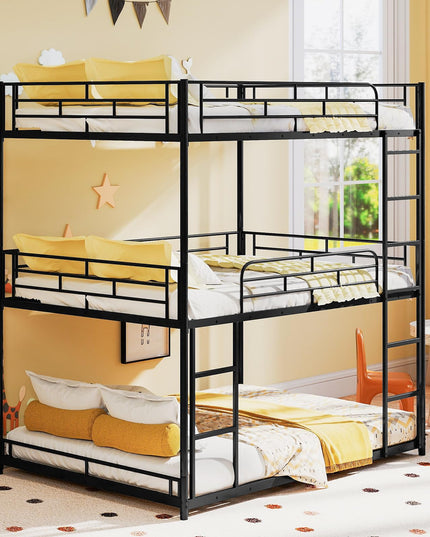 Giantex Full Metal Bunk Bed Frame with Dual Ladders & Safety Guardrails for Teens Adults