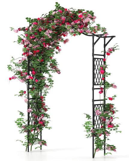 Giantex Arche de Jardin Treillis 170cm(L) x 211cm(H) Tonnelle Métallique avec Tubes en Acier Ondulé Revêtu de PE & Panneaux en Treillis