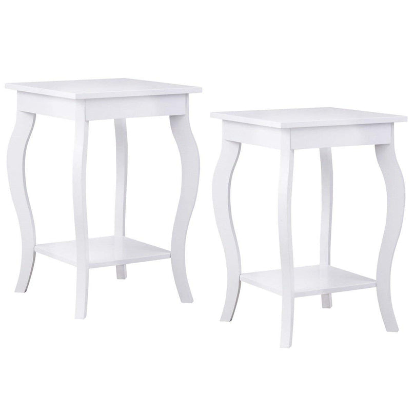 16" End Table W/Storage & Shelf Curved Legs Home Furniture for Living Room