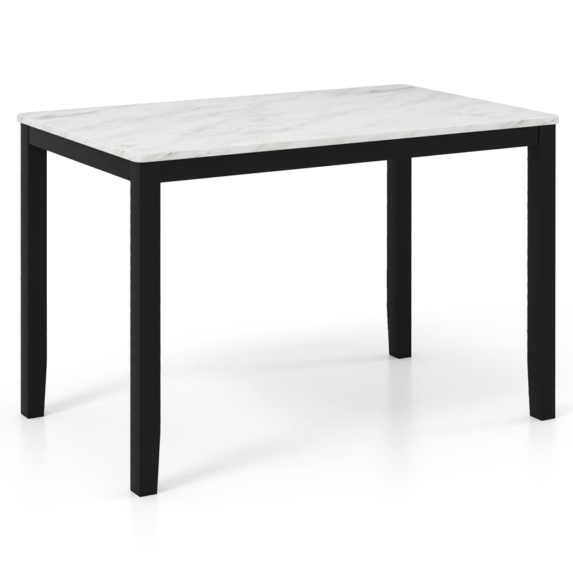 Giantex Dining Table for 4 People, 45" Rectangular Mid Century Kitchen Table with Faux Marble Tabletop