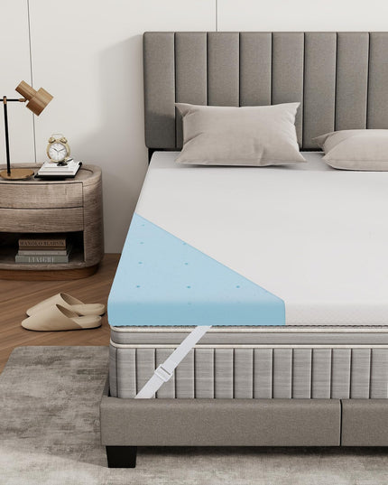 Giantex 3 Inch Twin Memory Foam Mattress Topper, Cooling Gel Infused Topper with Removable Cover