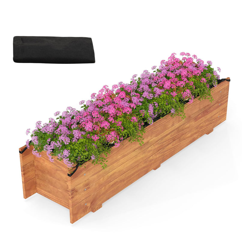 Giantex Wood Raised Garden BedRectangular Planter Box w/Drainage Hole