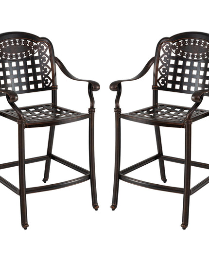 Giantex Lot de 2/4 tabourets de bar d'extérieur 65 cm Chaise de bar en aluminium moulé hauteur comptoir