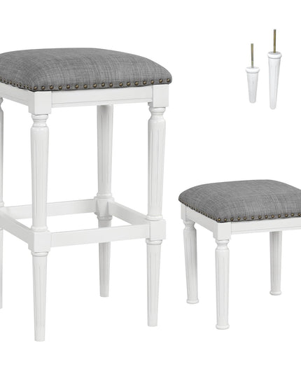 Giantex Bar Stools Set of 2, 3-Height Adjustable 19"/27"/31" Wood Barstools with Padded Seat