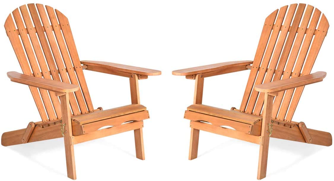 Giantex Adirondack Chair Wooden and Foldable Outdoor Lounger Chair 34"X28"X35.5"