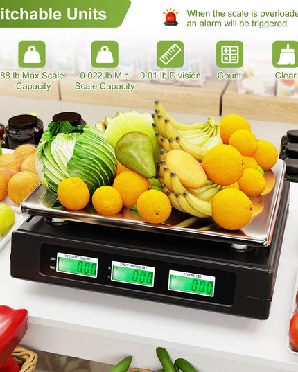 Balance commerciale numérique Giantex 88 lb/40 kg rechargeable