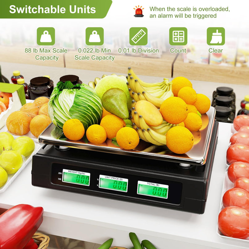 Giantex Price Computing Scale 88 lb/40 kg Rechargeable Commercial Food Scale