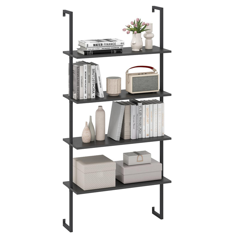 Giantex 4 Tier Modern Wall Mounted Bookshelf Set