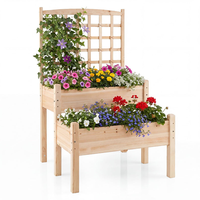 Giantex Raised Garden Bed with Trellis for Patio Backyard Balcony