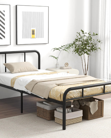Giantex Twin Size Bed Frame, Modern Metal Platform Bed with Headboard and Footboard, Heavy Duty Steel Slat Support Mattress Foundation
