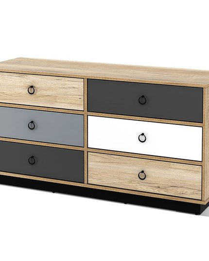 Dresser 6 Drawer Chest Accent Double Clothes Organizer Unit with Sturdy Frame
