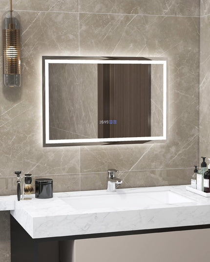 CHARMAID LED Bathroom Mirror - Lighted Vanity Mirror with Front and Backlight, 3 Lighting Colors, Adjustable Brightness