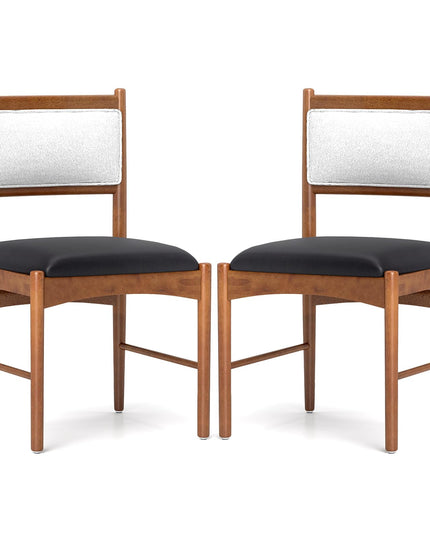Giantex Wooden Dining Chairs, Upholstered Kitchen Chairs w/Rubber Wood Frame & Faux Leather Padded Seat