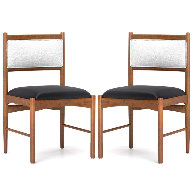 Giantex Wooden Dining Chairs, Upholstered Kitchen Chairs w/Rubber Wood Frame & Faux Leather Padded Seat