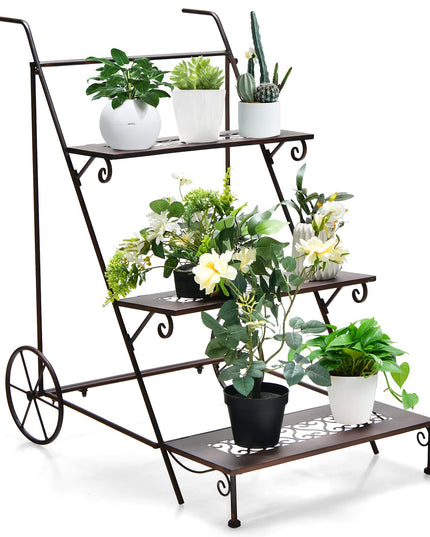Giantex 3-Tier Metal Flower Cart
