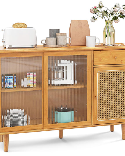 Giantex Sideboard, Bamboo Buffet Cabinet with Storage
