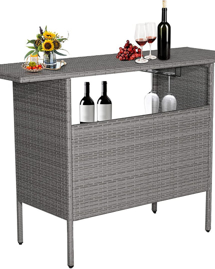 Giantex Outdoor Patio Wicker Bar Table