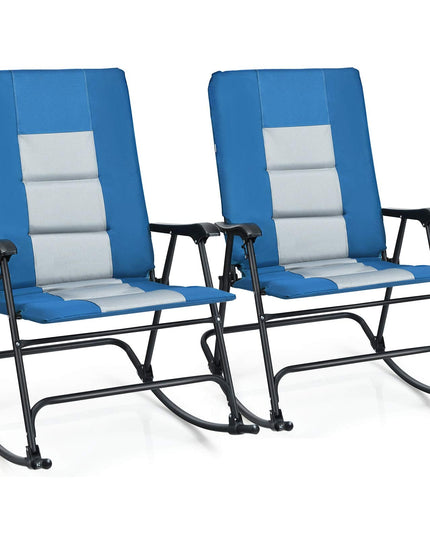 Giantex Camping Rocking Chair Fold-able Oversized with Padded Armrest and Seat