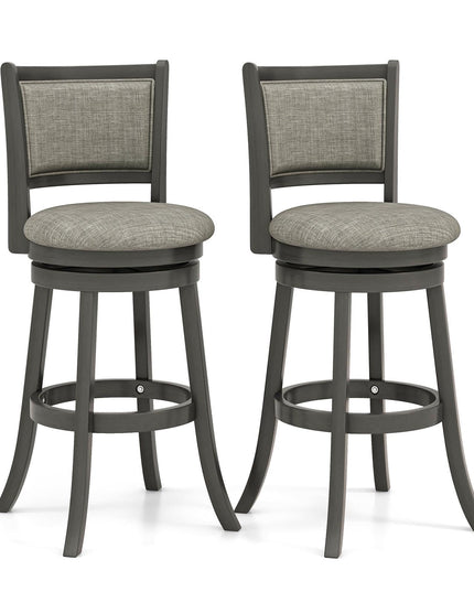 Giantex Swivel Counter Height Bar Stools Set of2/ 4, Upholstered Vintage Barstools w/Back