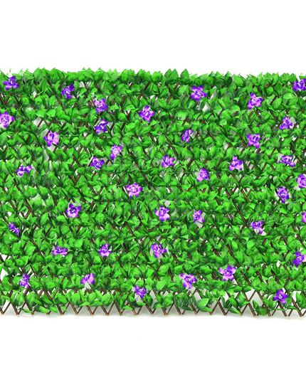 Expandable Fence with Leaves, 6.5ft Privacy Screen Decorative Fake Ivy Fencing Panel