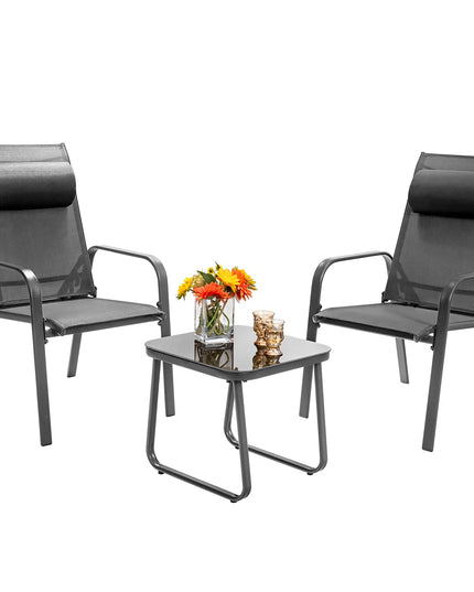 Giantex Stackable Patio Chairs with Adjustable Backrest Headrest, 3 Pieces