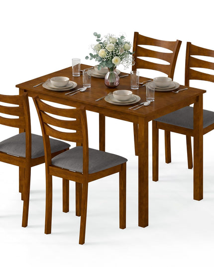 Giantex Rectangular Kitchen Table Set w/ 4 Upholstered Chairs for 4