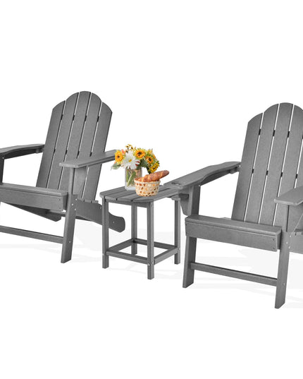 Adirondack Chair with Side Table, Outdoor Fire Pit Chair Set with End Table, White