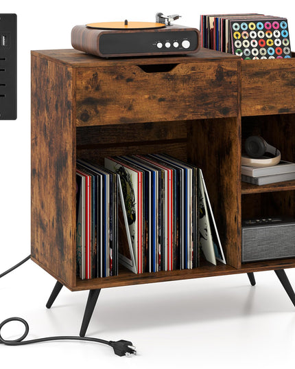 Giantex Large Record Player Stand with Charging Station