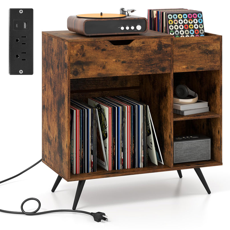 Giantex Large Record Player Stand with Charging Station