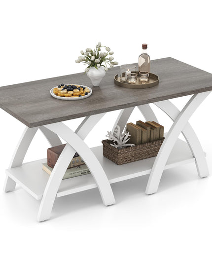 Giantex 40 Inch Rectangular Living Room Table with Open Display Area for Small Space